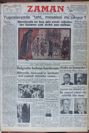 Zaman Gazetesi 22 Ekim 1934 kapağı