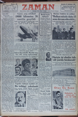 Zaman Gazetesi 24 Ekim 1934 kapağı
