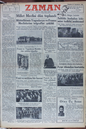 Zaman Gazetesi 25 Ekim 1934 kapağı