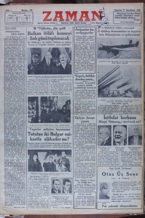 Zaman Gazetesi 27 Ekim 1934 kapağı