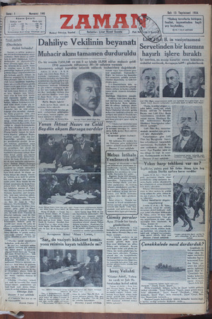 Zaman Gazetesi 13 Kasım 1934 kapağı