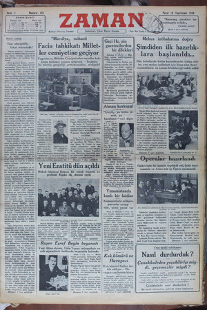 Zaman Gazetesi 18 Kasım 1934 kapağı