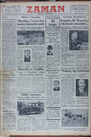 Zaman Gazetesi 22 Kasım 1934 kapağı