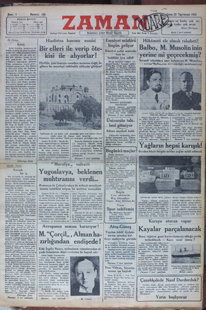 Zaman Gazetesi 23 Kasım 1934 kapağı