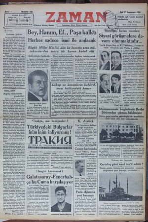 Zaman Gazetesi 27 Kasım 1934 kapağı