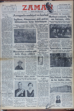Zaman Gazetesi 30 Kasım 1934 kapağı