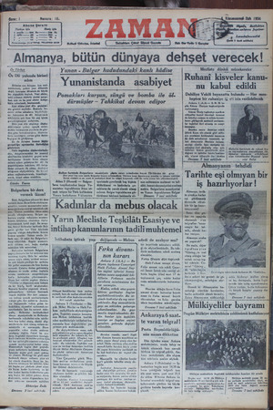 Zaman Gazetesi 4 Aralık 1934 kapağı