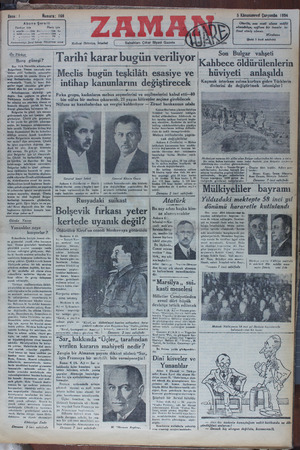 Zaman Gazetesi 5 Aralık 1934 kapağı