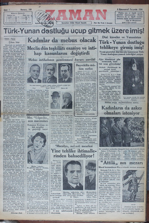 Zaman Gazetesi 6 Aralık 1934 kapağı