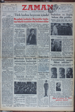 Zaman Gazetesi 7 Aralık 1934 kapağı