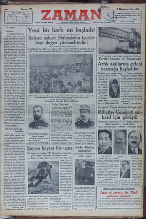 Zaman Gazetesi 9 Aralık 1934 kapağı