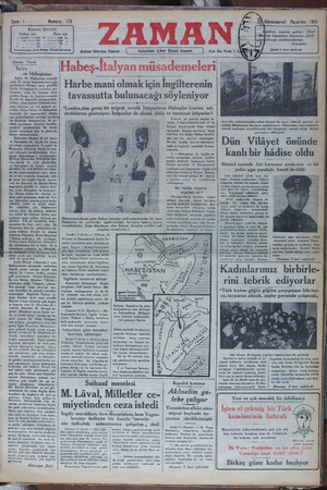 Zaman Gazetesi 10 Aralık 1934 kapağı