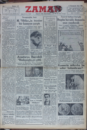 Zaman Gazetesi 16 Aralık 1934 kapağı