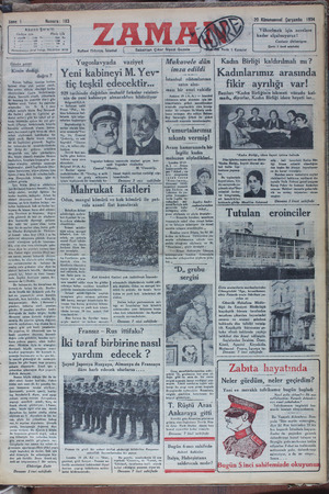 Zaman Gazetesi 20 Aralık 1934 kapağı