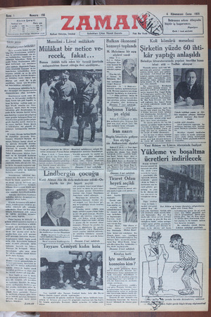 Zaman Gazetesi 4 Ocak 1935 kapağı