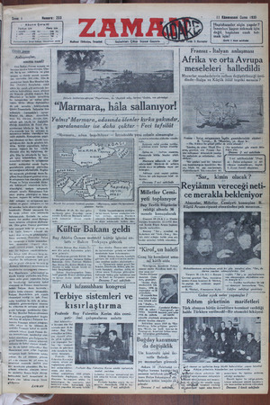 Zaman Gazetesi 11 Ocak 1935 kapağı