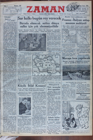 Zaman Gazetesi 13 Ocak 1935 kapağı