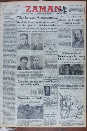 Zaman Gazetesi 15 Ocak 1935 kapağı