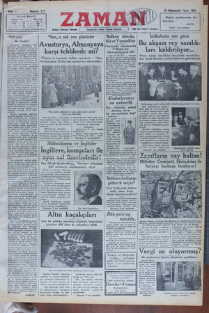 Zaman Gazetesi 20 Ocak 1935 kapağı
