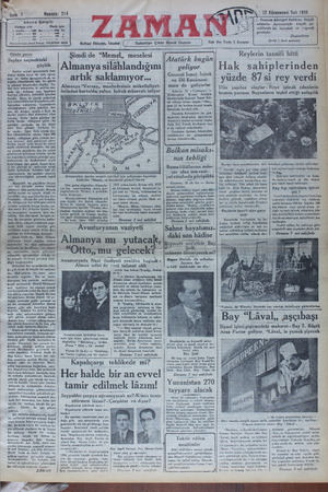 Zaman Gazetesi 22 Ocak 1935 kapağı
