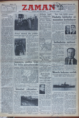 Zaman Gazetesi 23 Ocak 1935 kapağı