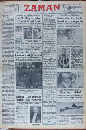 Zaman Gazetesi 27 Ocak 1935 kapağı