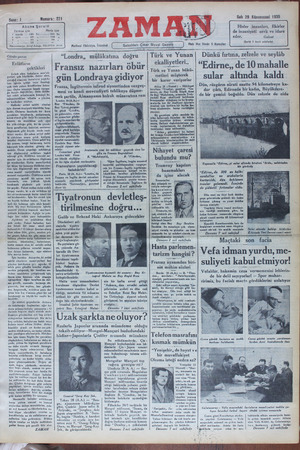 Zaman Gazetesi 29 Ocak 1935 kapağı