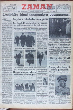 Zaman Gazetesi 3 Şubat 1935 kapağı