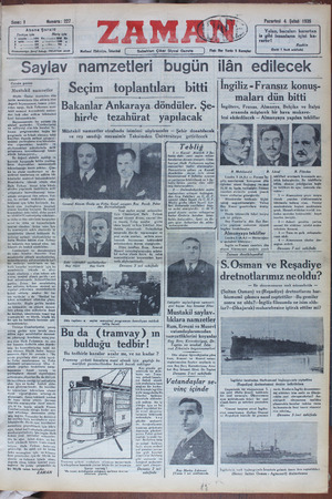 Zaman Gazetesi 4 Şubat 1935 kapağı