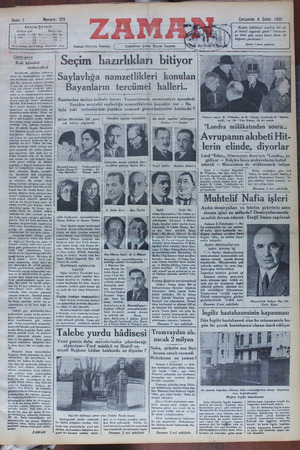 Zaman Gazetesi 6 Şubat 1935 kapağı