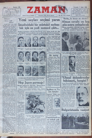 Zaman Gazetesi 7 Şubat 1935 kapağı