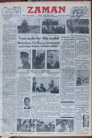 Zaman Gazetesi 9 Şubat 1935 kapağı
