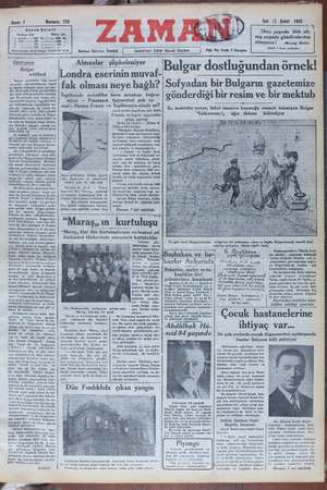 Zaman Gazetesi 12 Şubat 1935 kapağı