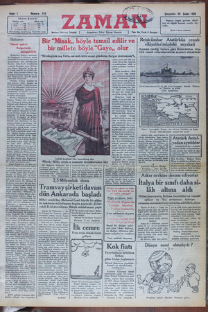 Zaman Gazetesi 20 Şubat 1935 kapağı