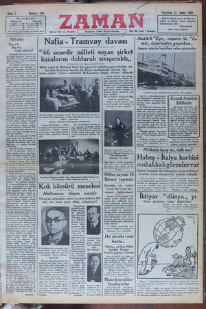 Zaman Gazetesi 21 Şubat 1935 kapağı