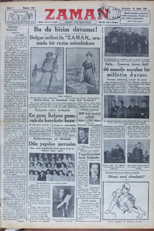 Zaman Gazetesi 23 Şubat 1935 kapağı