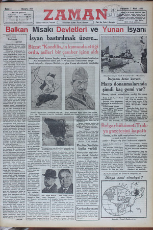 Zaman Gazetesi 7 Mart 1935 kapağı
