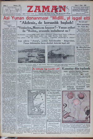 Zaman Gazetesi 8 Mart 1935 kapağı