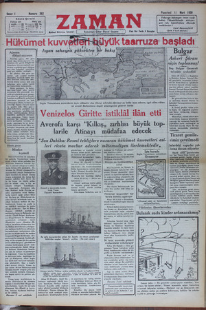 Zaman Gazetesi 11 Mart 1935 kapağı