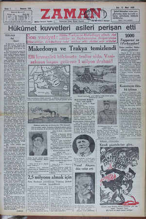 Zaman Gazetesi 12 Mart 1935 kapağı