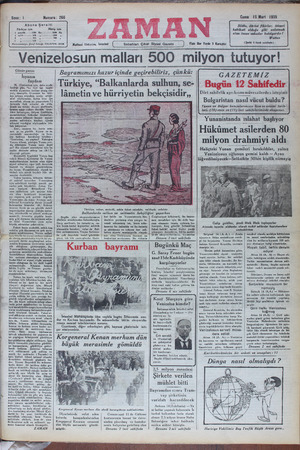 Zaman Gazetesi 15 Mart 1935 kapağı