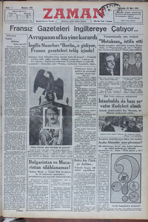 Zaman Gazetesi 20 Mart 1935 kapağı