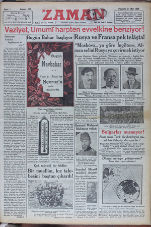 Zaman Gazetesi 21 Mart 1935 kapağı