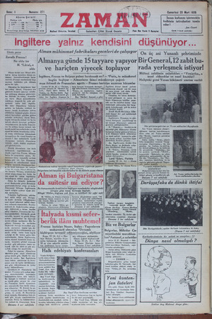 Zaman Gazetesi 23 Mart 1935 kapağı