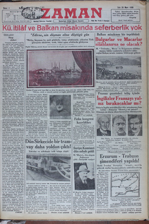 Zaman Gazetesi 26 Mart 1935 kapağı