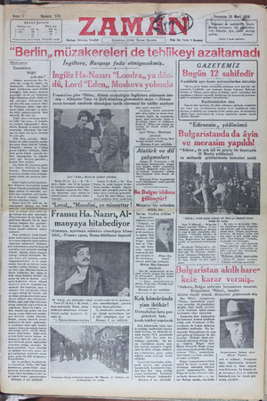 Zaman Gazetesi 28 Mart 1935 kapağı