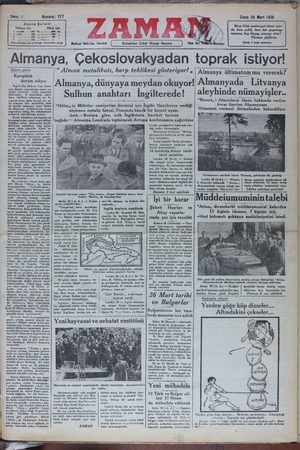 Zaman Gazetesi 29 Mart 1935 kapağı