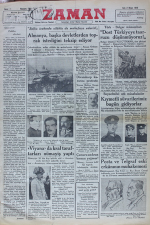 Zaman Gazetesi 2 Nisan 1935 kapağı