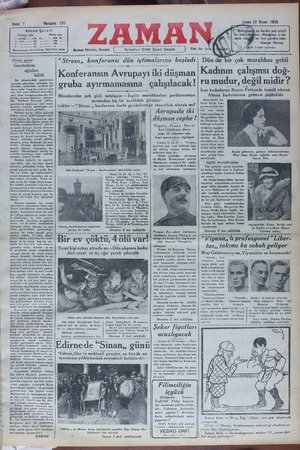 Zaman Gazetesi 12 Nisan 1935 kapağı