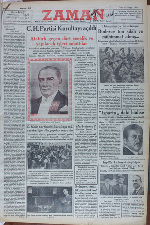 Zaman Gazetesi 10 Mayıs 1935 kapağı